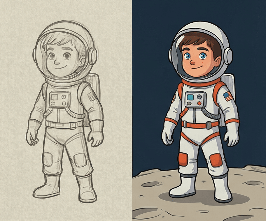 Child drawing transformation